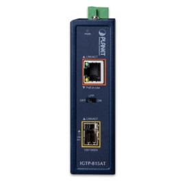 IGTP-815AT IP30 Planet Промышленный компактный  медиаконвертер 100/1000BASE-X SFP to 10/100/1000BASE-T 802.3at PoE+