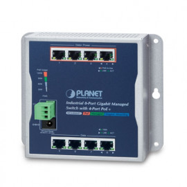 WGS-804HPT Planet IP30 Промышленный настенный управляемый L2/L4, 8-Port 1000TP коммутатор с 4-Port 802.3AT POE+ 