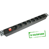 Блок розеток 19", 1U, 8 розеток, без шнура, 16А, корпус металл, с крепежом