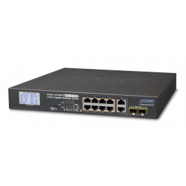 FGSD-1022VHP Planet Неуправляемый коммутатор 8-Port 10/100TX 802.3at PoE + 2-Port Gigabit TP/SFP combo Desktop with LCD PoE Monitor (120W)
