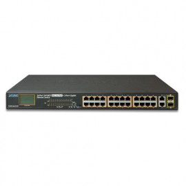 FGSW-2622VHP Planet Неуправляемый коммутатор 24-Port 10/100TX 802.3at PoE + 2-Port Gigabit TP/SFP Combo Ethernet Switch with LCD PoE Monitor (300W)