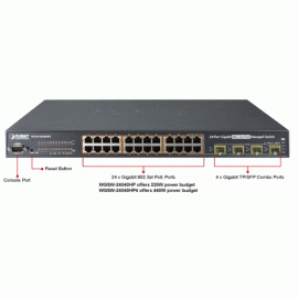 WGSW-24040HP / WGSW-24040HP4 Planet Управляемый коммутатор 24-Port 10/100/1000Mbps 802.3at PoE+ with 4-Port Shared SFP 