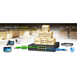 FSD-1008HP Planet Коммутатор 8-Port 10/100TX 802.3at PoE + 2-Port 10/100TX Desktop Switch (120 ватт)