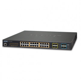 GS-5220-24P4X(R) Planet Коммутатор L2+ 24-Port 10/100/1000T 802.3at PoE + 4-Port 10G SFP+ Managed Switch / 400W