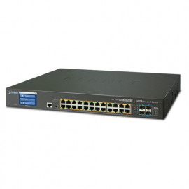 GS-5220-24PL4XV(R) Planet Коммутатор L2+ 24-Port 10/100/1000T 802.3at PoE + 4-Port 10G SFP+ Managed Switch with LCD touch screen