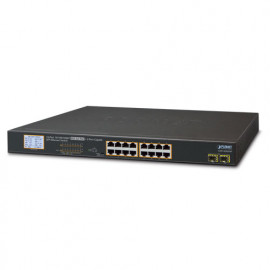 GSW-1820VHP Planet Коммутатор 16-Port 10/100/1000T 802.3at PoE + 2-Port Gigabit SFP Ethernet Switch with LCD PoE Monitor (300W)