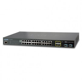 XGSW-28040HP Planet Коммутатор L2+ 24-Port 10/100/1000Mbps 802.3at PoE + 4-Port 10G SFP+ Managed Switch with Hardware Layer3 IPv4/IPv6 Static Routing