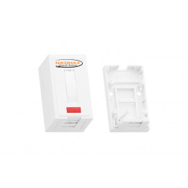 NMC-MB1P-ST-WT Nikomax Корпус настенной розетки со шторками, под модули KeyStone, 1 порт