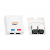 NMC-WO2UD2-WT Nikomax Неэкранированная настенная розетка на печатных платах, 2 порта RJ45, кат. 5е