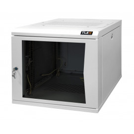 TWC-065350-G-GY TLK Настенный двухсекционный шкаф 19", 6U, стеклянная дверь, Ш530хВ333хГ500мм, серый